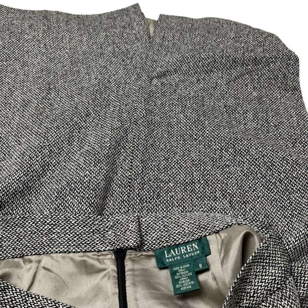 VTG LAUREN RALPH LAUREN Pencil Skirt 8 Classic Herringbone Career Tweed SILK - Picture 3 of 8
